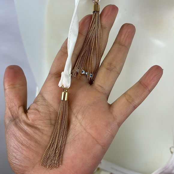 House of Harlow 1960 Halter Low Back Ivory Maxi Satin Dress Size S - NWT - Picture 9 of 11